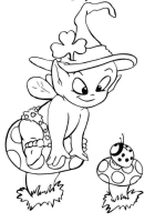 A coloring page of gnomes
